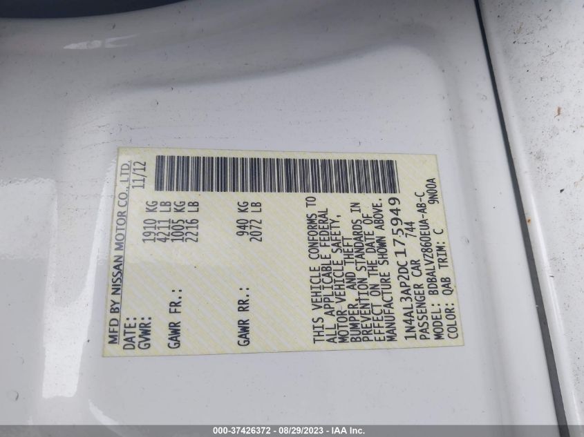 2013 NISSAN ALTIMA 2.5 SL - 1N4AL3AP2DC175949