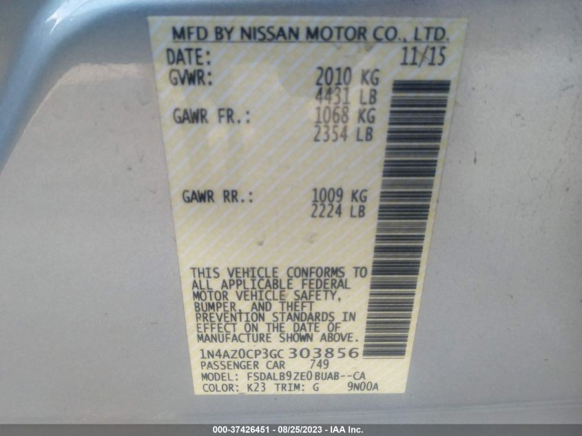 2016 NISSAN LEAF S - 1N4AZ0CP3GC303856
