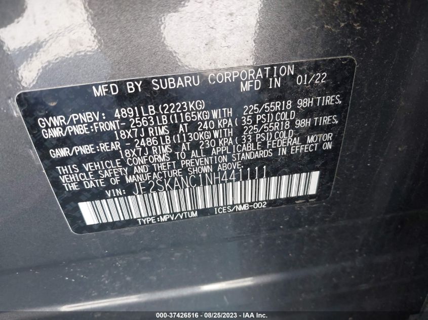 2022 SUBARU FORESTER LIMITED - JF2SKANC1NH441111