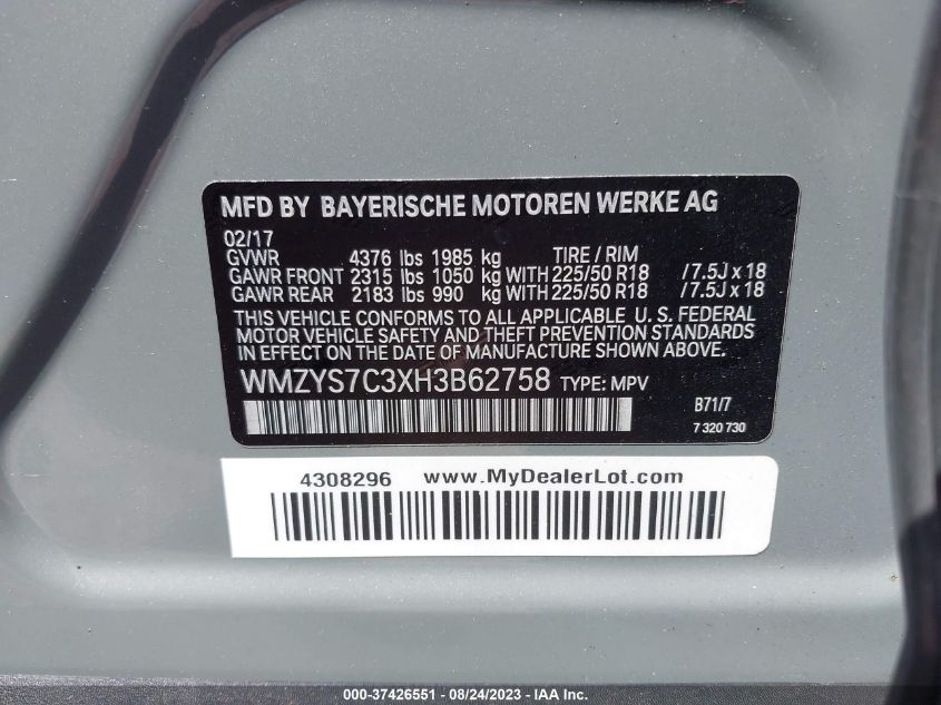 2017 MINI COUNTRYMAN COOPER - WMZYS7C3XH3B62758