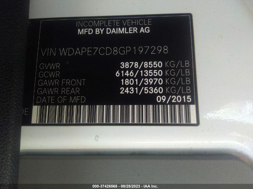 2016 MERCEDES-BENZ SPRINTER CARGO VANS WDAPE7CD8GP197298