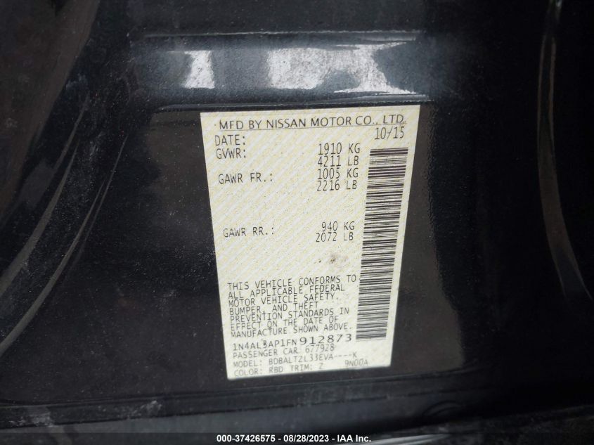 2015 NISSAN ALTIMA 2.5 SL - 1N4AL3AP1FN912873