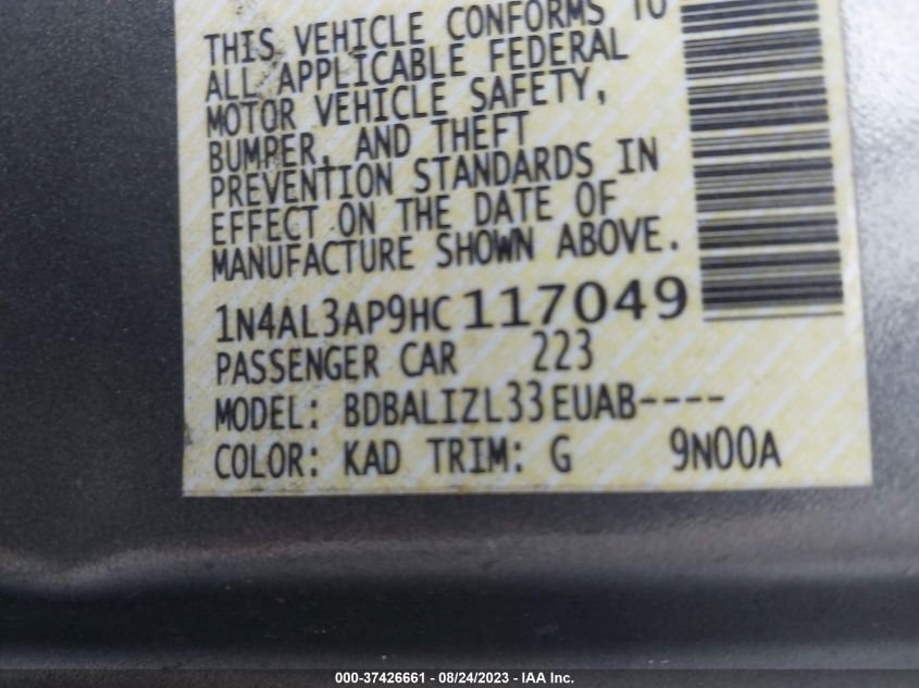 2017 NISSAN ALTIMA 2.5 - 1N4AL3AP9HC117049