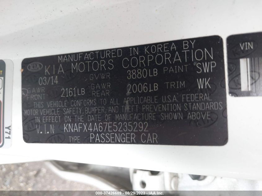 2014 KIA FORTE LX - KNAFX4A67E5235292