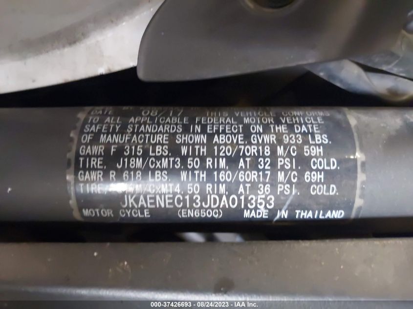 2018 KAWASAKI EN650 C - JKAENEC13JDA01353