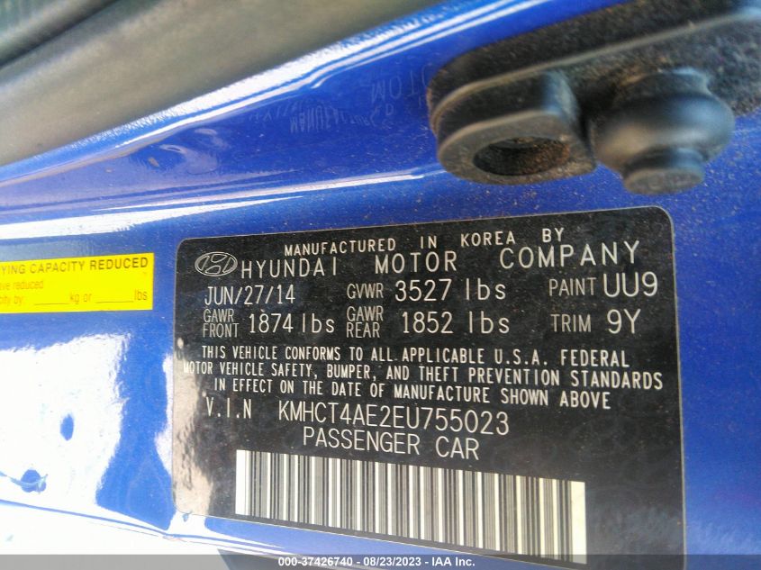 2014 HYUNDAI ACCENT GLS - KMHCT4AE2EU755023