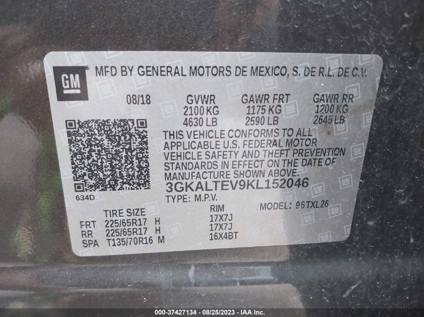 2019 GMC TERRAIN SLE - 3GKALTEV9KL152046