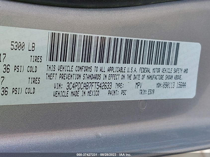2015 DODGE JOURNEY AMERICAN VALUE PKG - 3C4PDCAB7FT542633