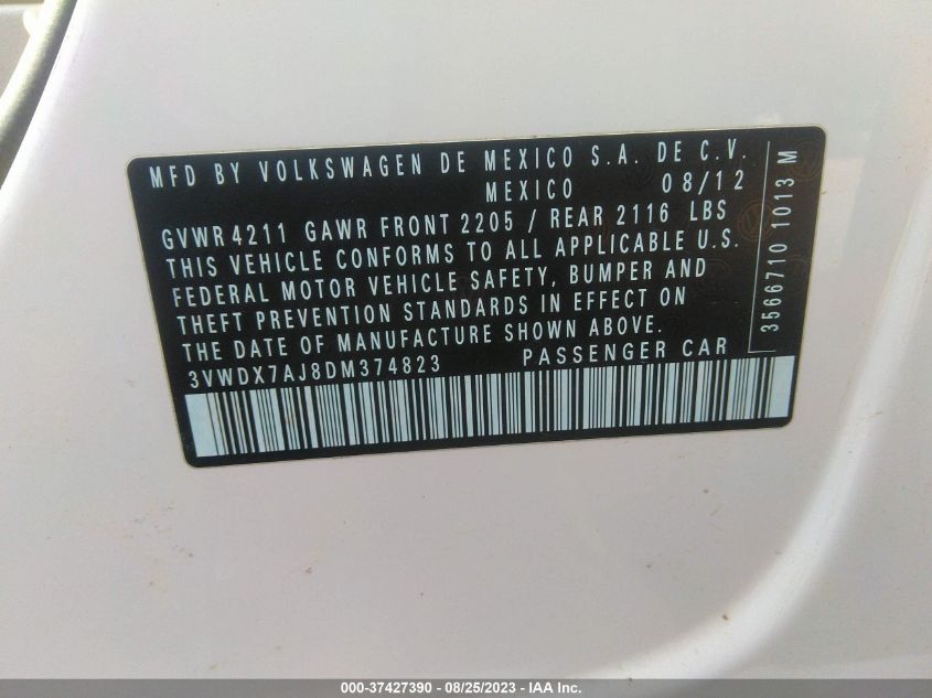 2013 VOLKSWAGEN JETTA SEDAN SE W/CONVENIENCE - 3VWDX7AJ8DM374823