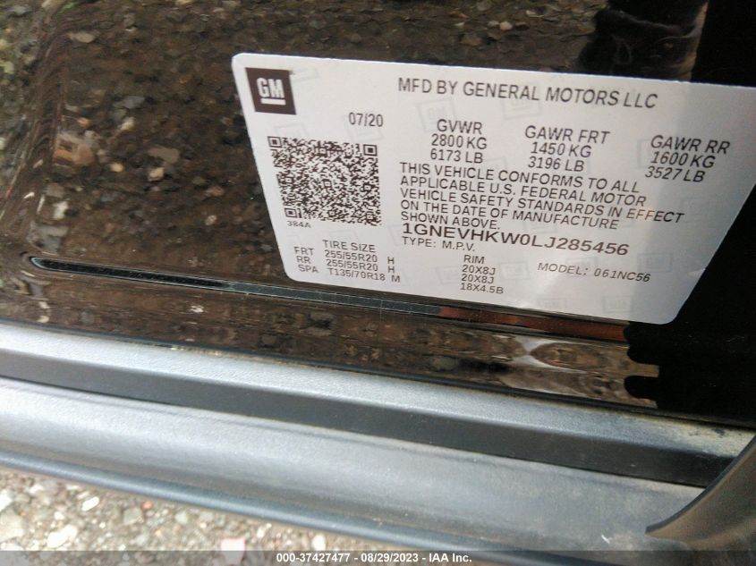 2020 CHEVROLET TRAVERSE LT LEATHER - 1GNEVHKW0LJ285456