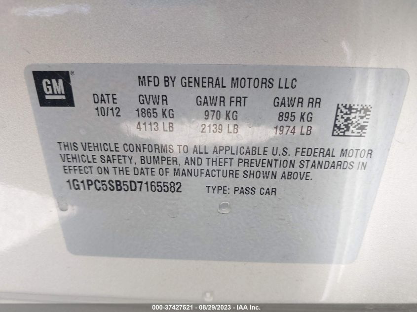 2013 CHEVROLET CRUZE 1LT - 1G1PC5SB5D7165582