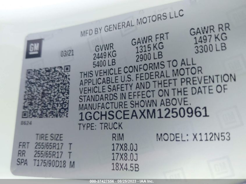 2021 CHEVROLET COLORADO 2WD LT - 1GCHSCEAXM1250961