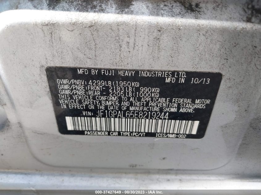 2014 SUBARU IMPREZA WAGON 2.0I SPORT PREMIUM - JF1GPAL65E8219244