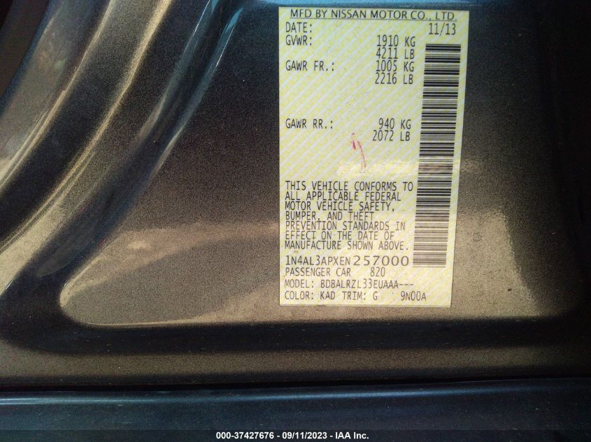 2014 NISSAN ALTIMA 2.5 S - 1N4AL3APXEN257000