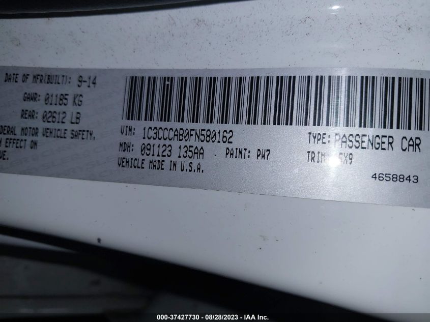 2015 CHRYSLER 200 LIMITED - 1C3CCCAB0FN580162