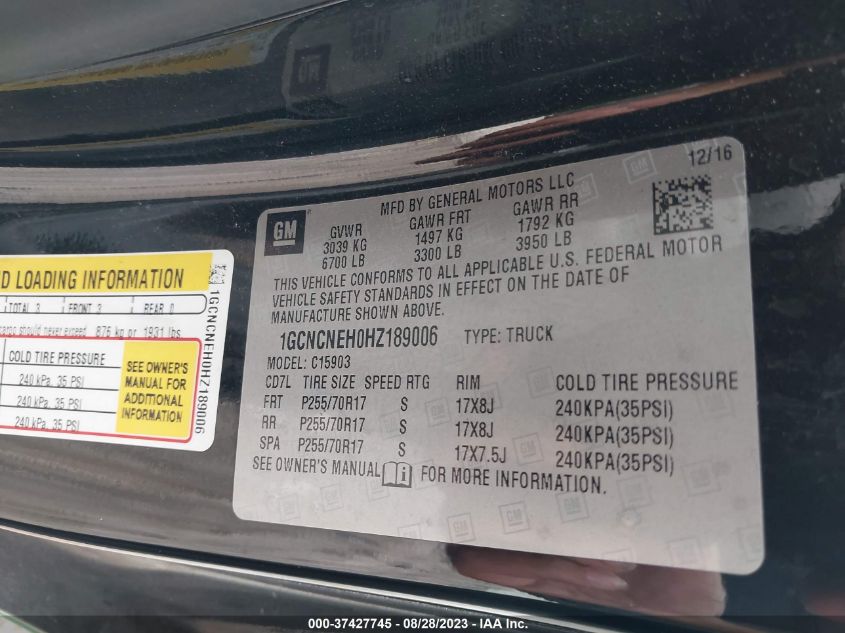 2017 CHEVROLET SILVERADO 1500 WORK TRUCK - 1GCNCNEH0HZ189006