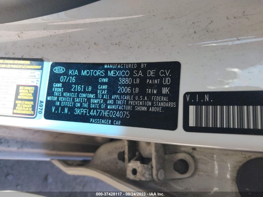 2017 KIA FORTE S - 3KPFL4A77HE024075