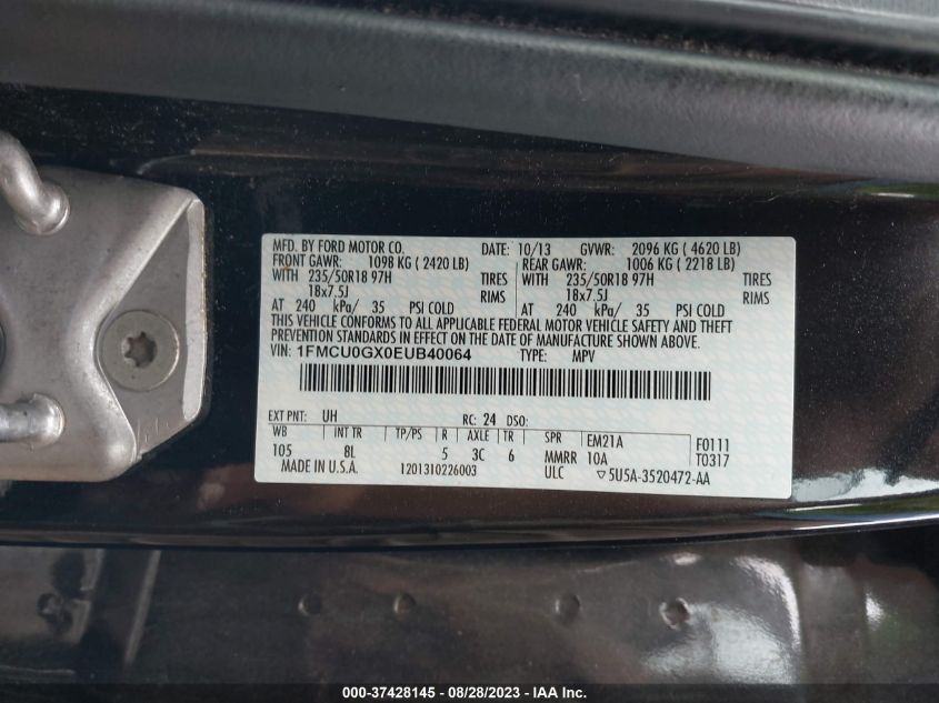 2014 FORD ESCAPE SE - 1FMCU0GX0EUB40064