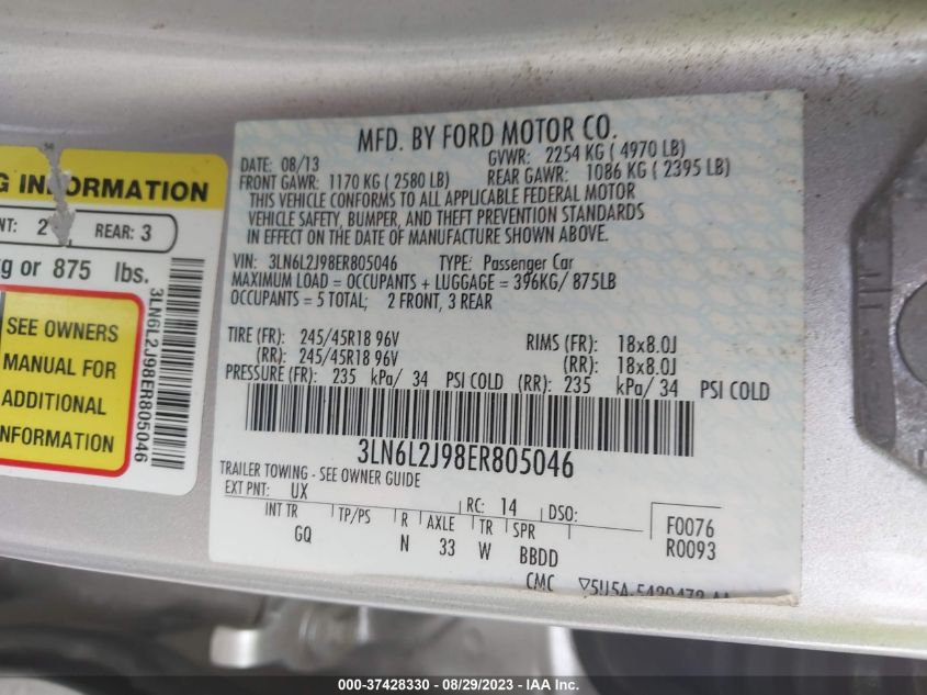 2014 LINCOLN MKZ - 3LN6L2J98ER805046