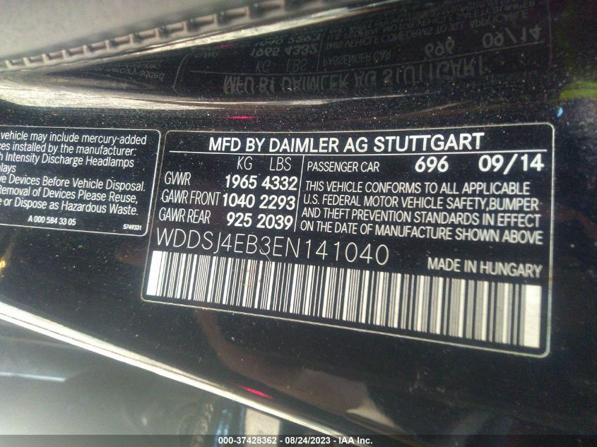 2014 MERCEDES-BENZ CLA-CLASS CLA 250 - WDDSJ4EB3EN141040