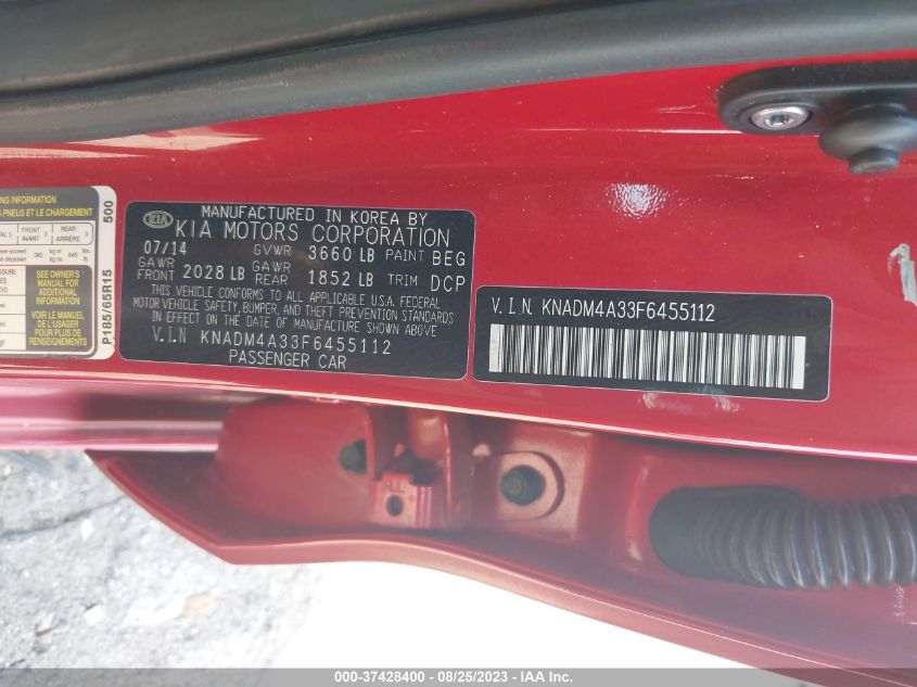 2015 KIA RIO LX - KNADM4A33F6455112