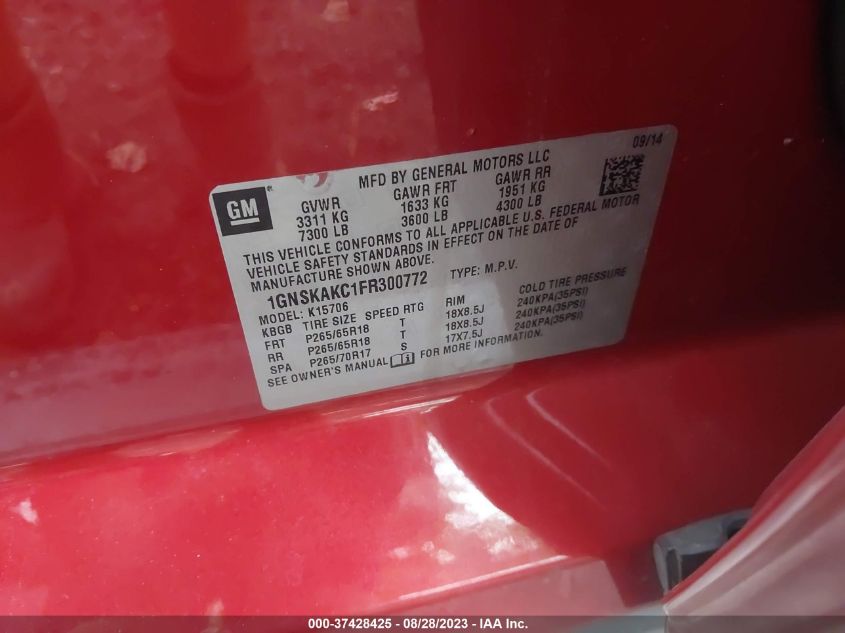 2015 CHEVROLET TAHOE LS - 1GNSKAKC1FR300772