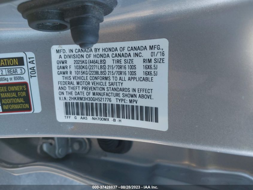2016 HONDA CR-V LX - 2HKRM3H30GH521776