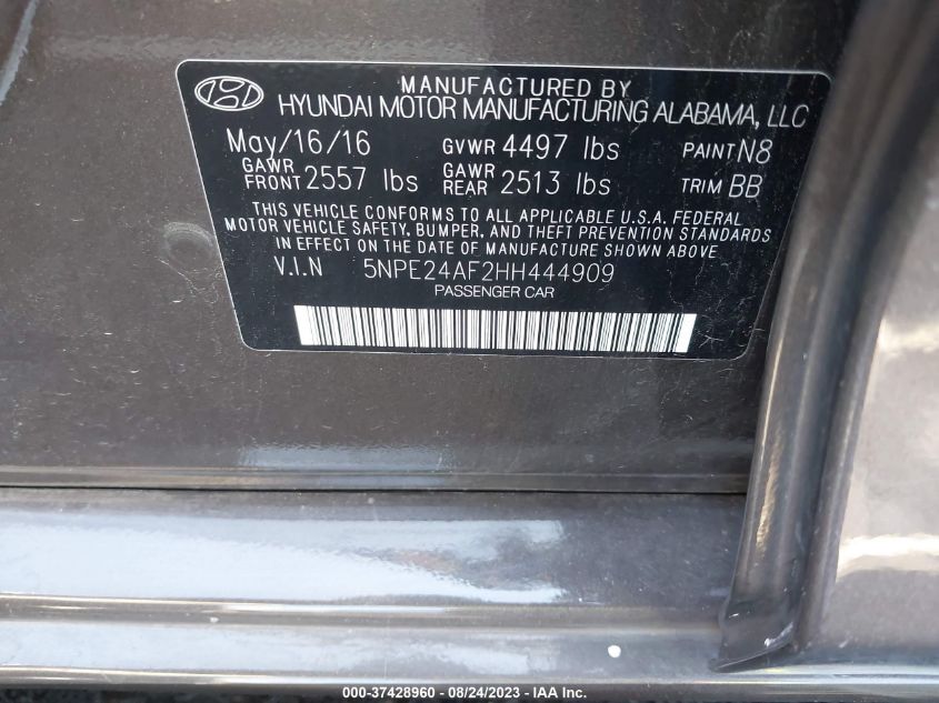 2017 HYUNDAI SONATA 2.4L - 5NPE24AF2HH444909