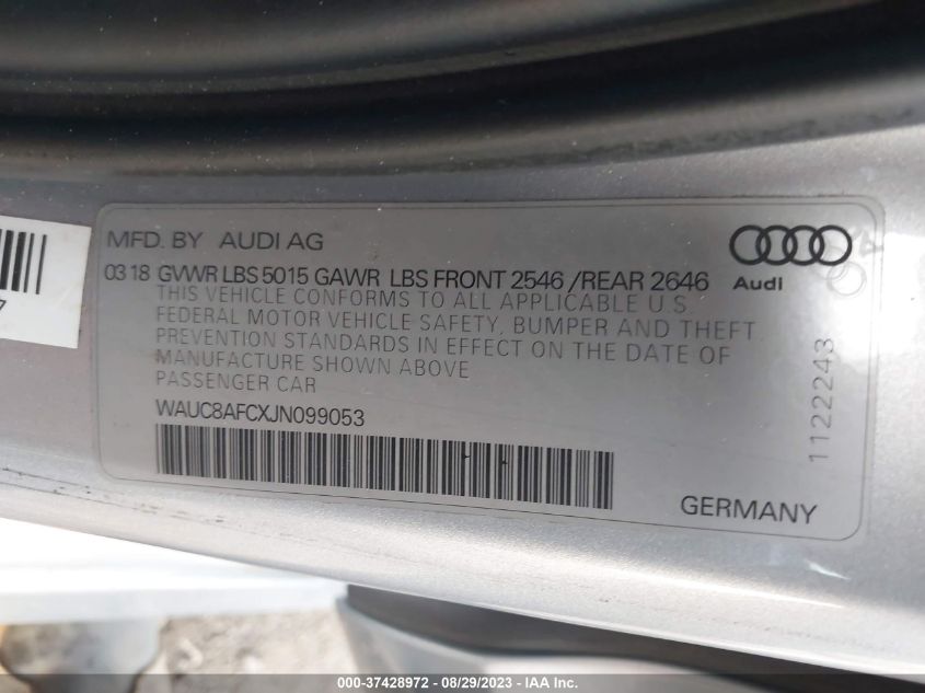 2018 AUDI A6 PREMIUM/SPORT - WAUC8AFCXJN099053