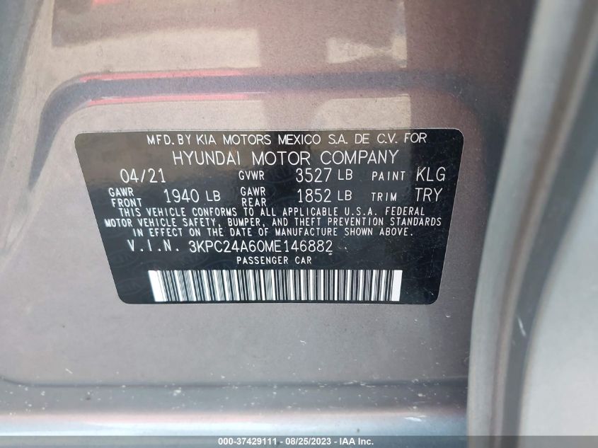 2021 HYUNDAI ACCENT SE/SEL - 3KPC24A60ME146882