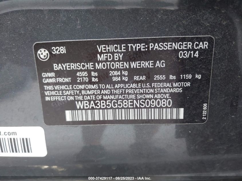 2014 BMW 3 SERIES 328I XDRIVE - WBA3B5G58ENS09080