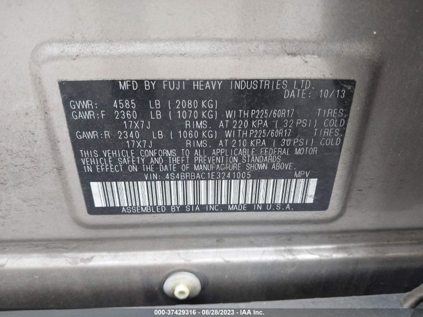 2014 SUBARU OUTBACK 2.5I - 4S4BRBAC1E3241005