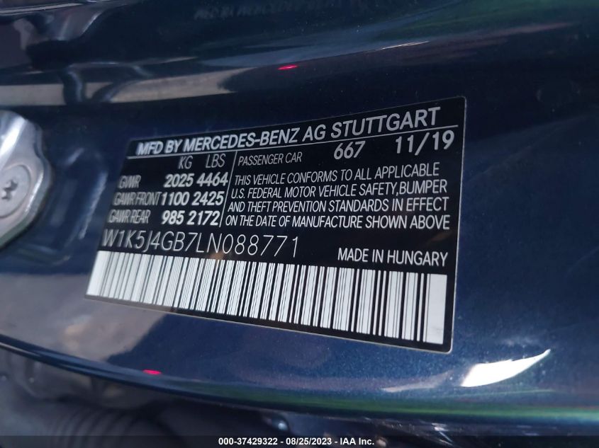 2020 MERCEDES-BENZ CLA 250 - W1K5J4GB7LN088771