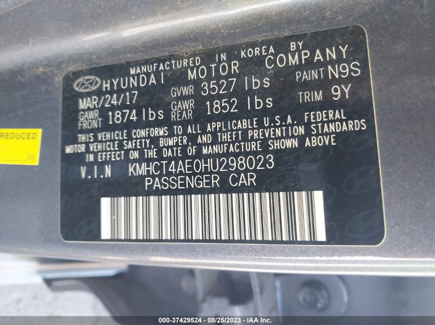 2017 HYUNDAI ACCENT SE - KMHCT4AE0HU298023