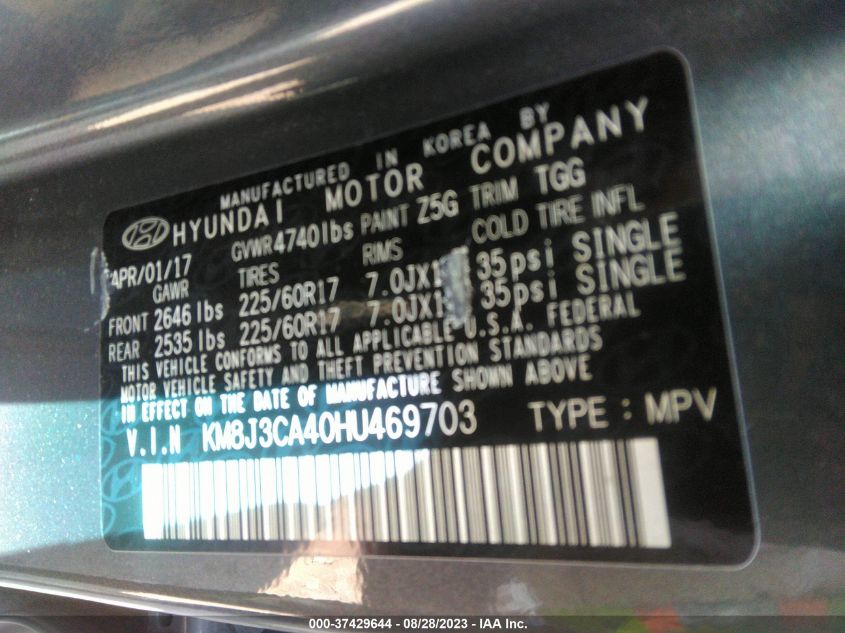 2017 HYUNDAI TUCSON SE - KM8J3CA40HU469703