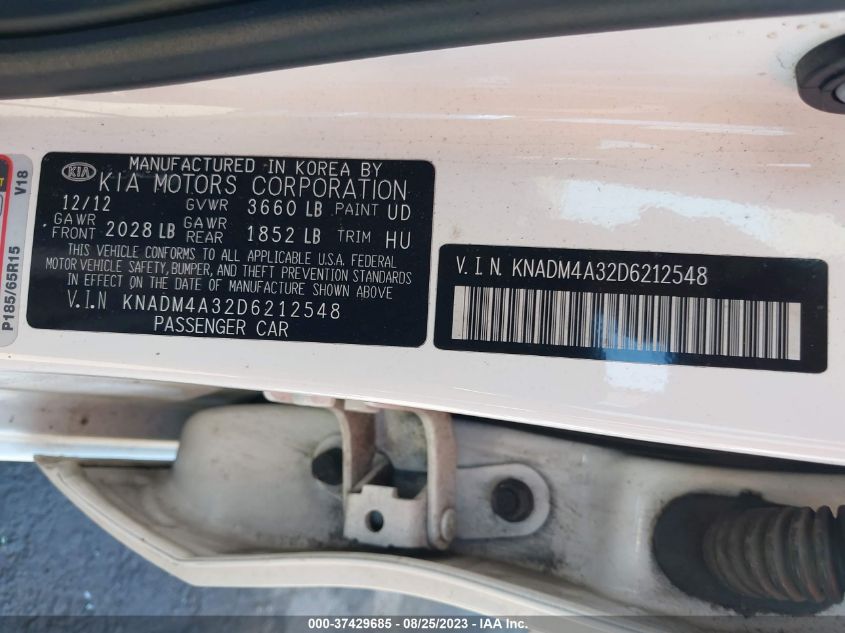2013 KIA RIO LX - KNADM4A32D6212548