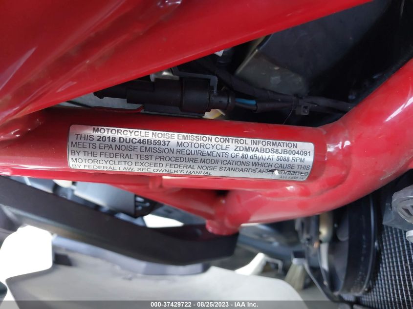 2018 DUCATI SUPERSPORT - ZDMVABDS8JB004091