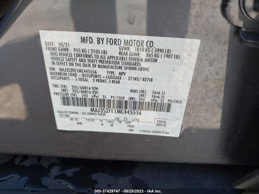 2021 FORD ECOSPORT S - MAJ3S2FE1MC445556