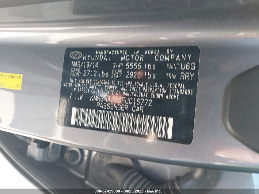 2015 HYUNDAI GENESIS 5.0L - KMHGN4JF0FU016772