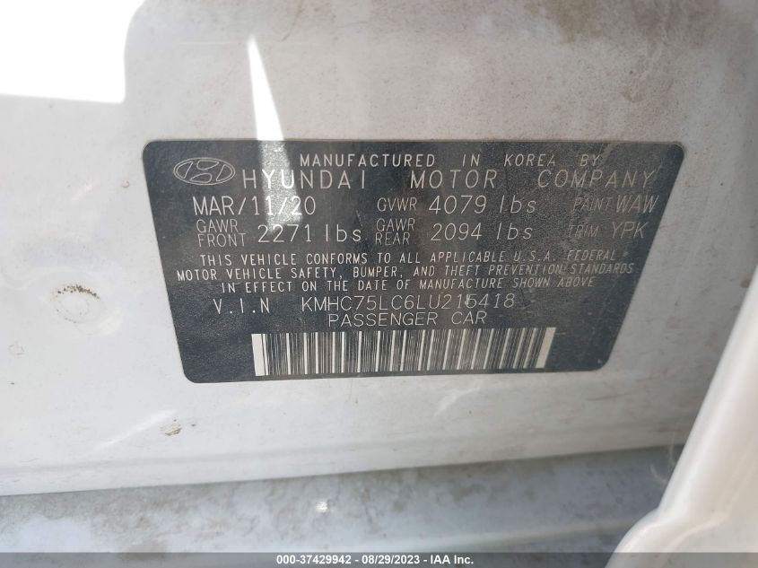 2020 HYUNDAI IONIQ HYBRID SE - KMHC75LC6LU215418