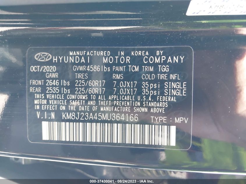 2021 HYUNDAI TUCSON SE - KM8J23A45MU364166