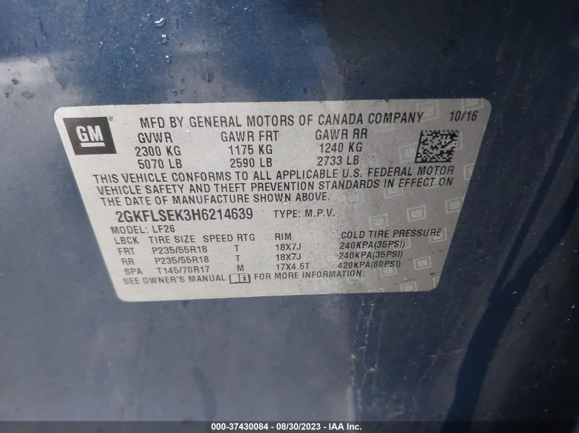 2017 GMC TERRAIN SLE - 2GKFLSEK3H6214639