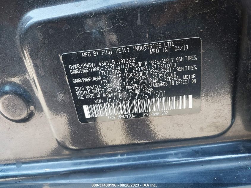 2013 SUBARU XV CROSSTREK LIMITED - JF2GPAGC9D2877601