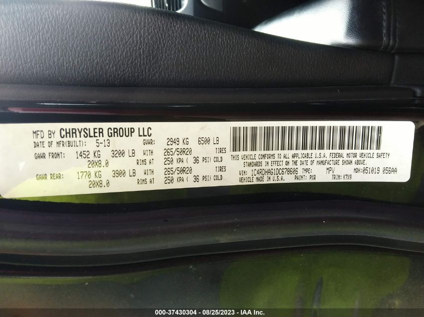 2013 DODGE DURANGO SXT - 1C4RDHAG1DC678606