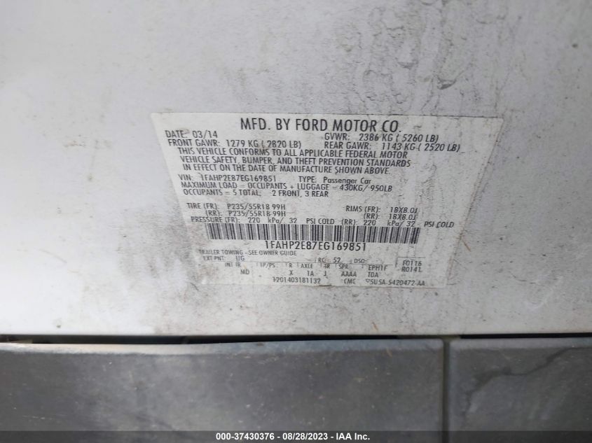 2014 FORD TAURUS SEL - 1FAHP2E87EG169851