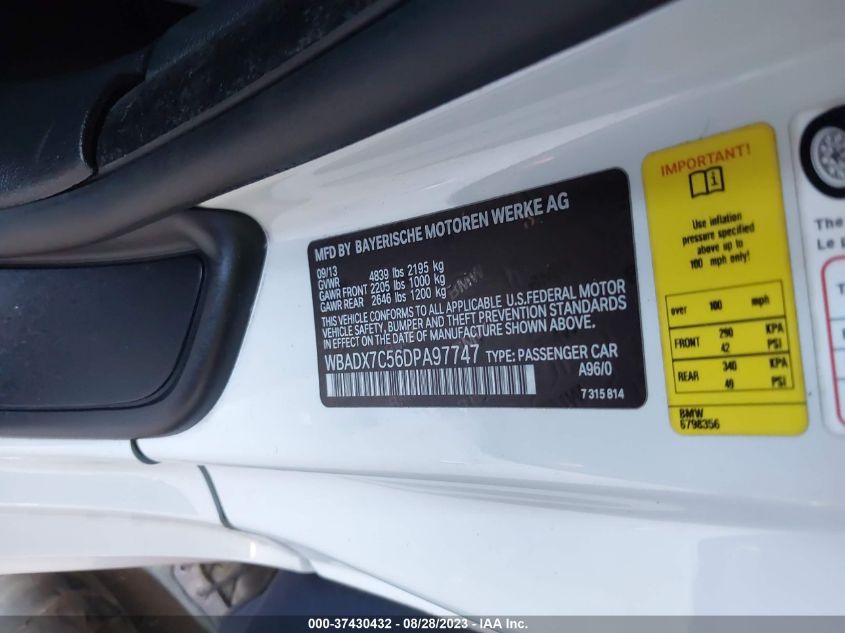 2013 BMW 335I - WBADX7C56DPA97747