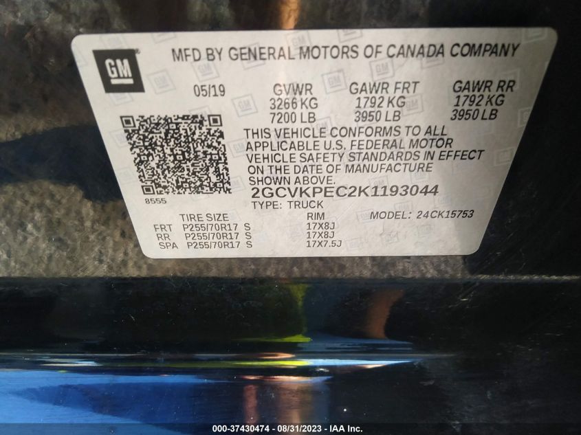 2019 CHEVROLET SILVERADO 1500 LD LT 2GCVKPEC2K1193044
