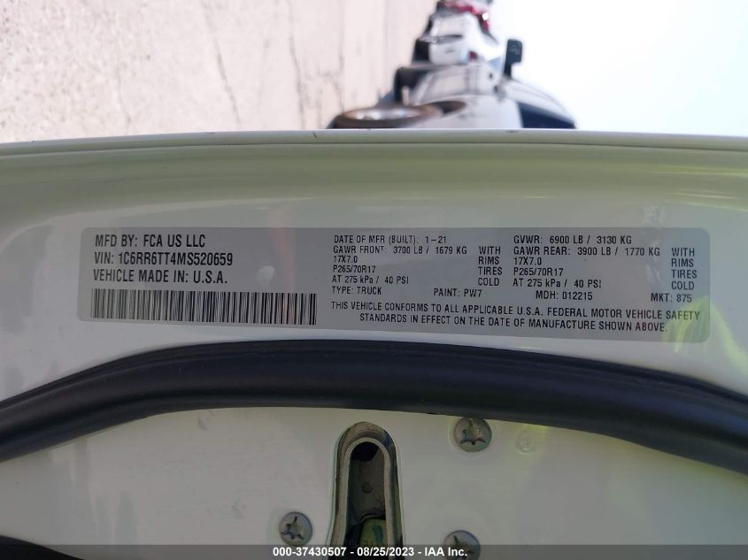 2021 RAM 1500 CLASSIC SLT - 1C6RR6TT4MS520659