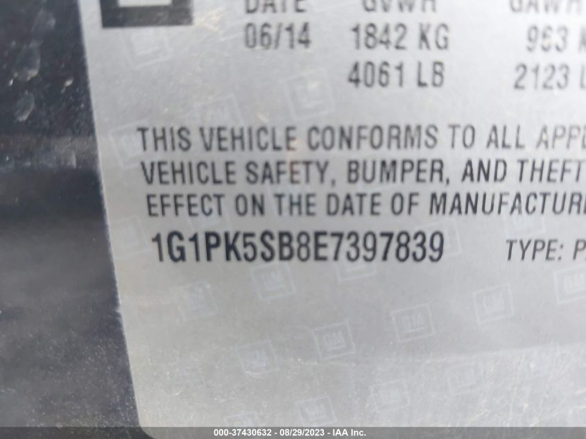 2014 CHEVROLET CRUZE LT - 1G1PK5SB8E7397839