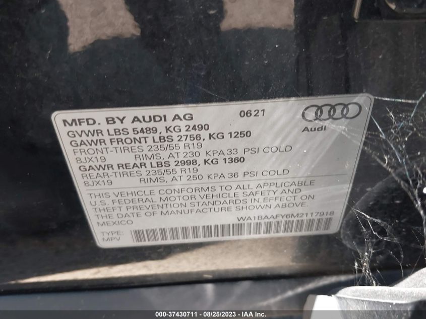 WA1BAAFY6M2117918 2021 AUDI Q5, photo no. 9